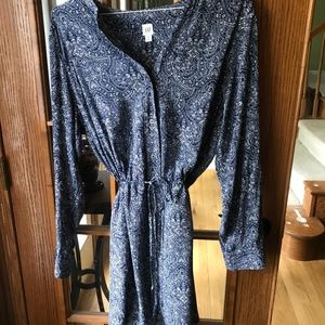Blue and white paisley dress